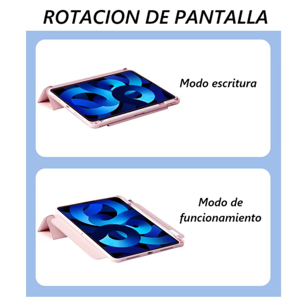 GENERICO - Carcasa Funda Giratoria 360° Para iPad Air 11 2024/ Air 4 5 Rosado