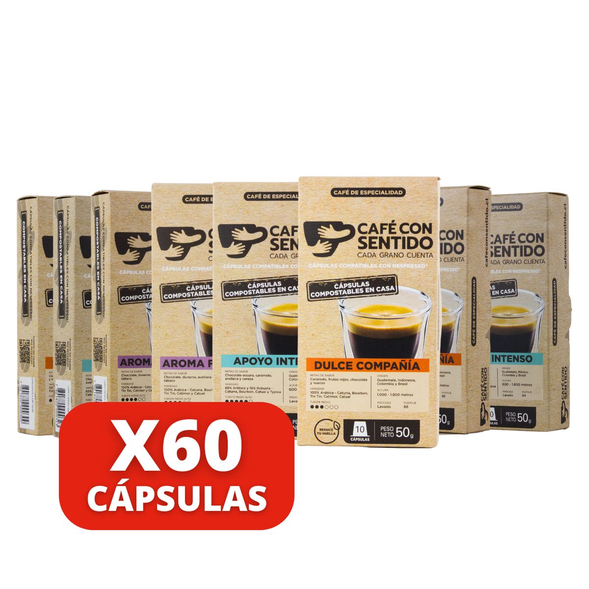 CAFE CON SENTIDO - Mix Café con Sentido 60 cápsulas Nespresso compatibles