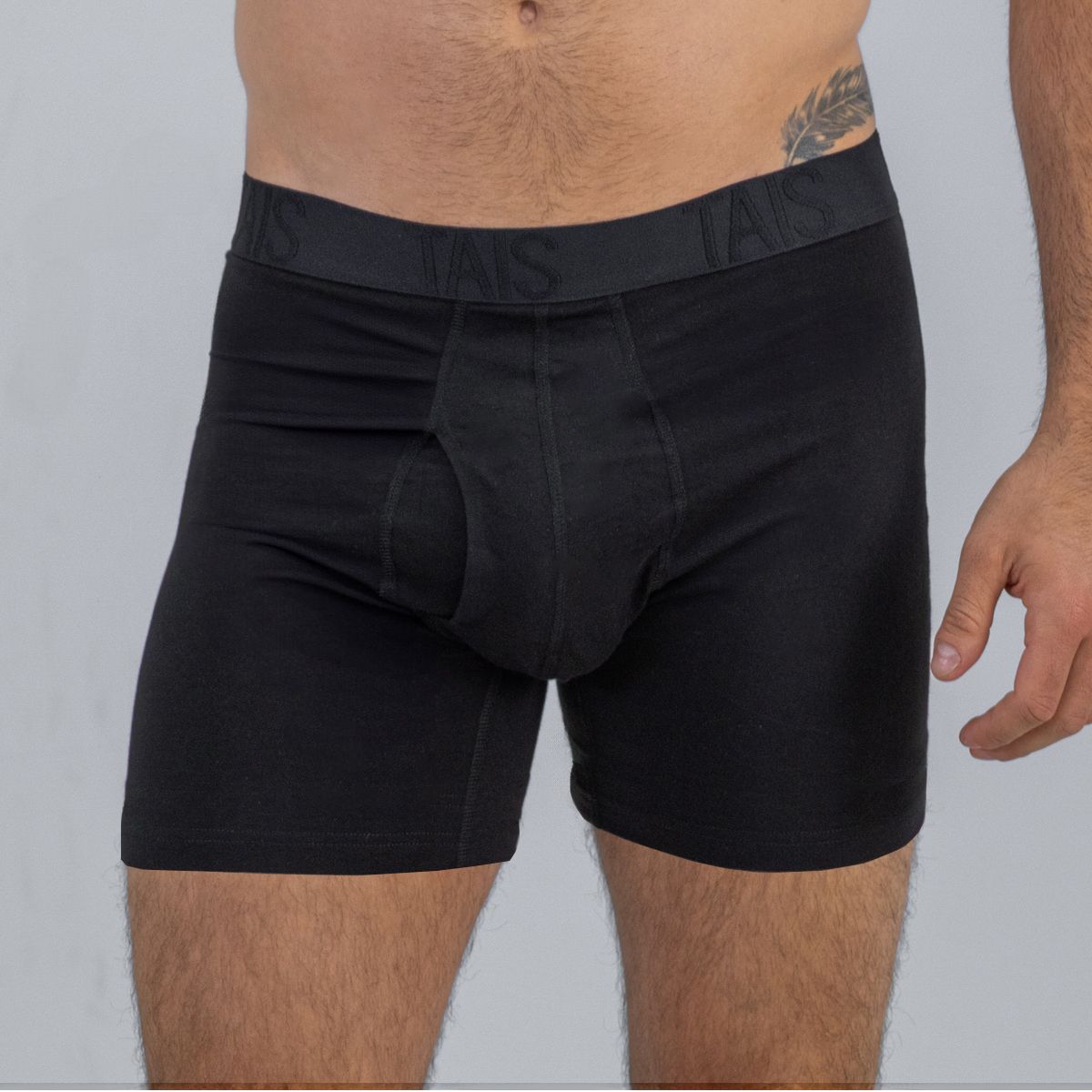 TAIS - 2 Unidades Boxer Largo Liso Negro Happy Boolls