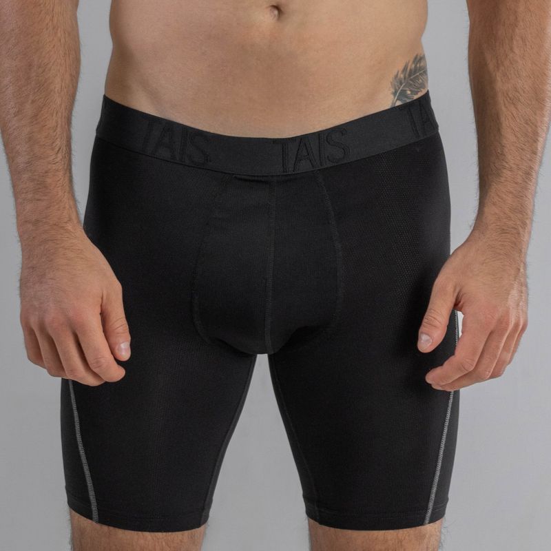 TAIS - 2 Unidades Boxer Largo Sport Liso Negro Happy Boolls.-