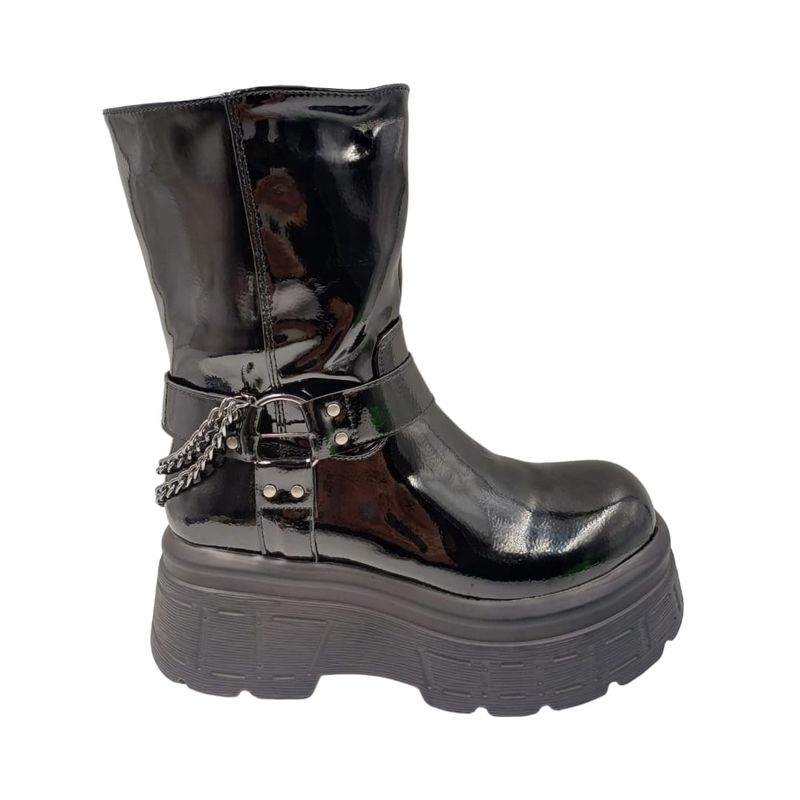 HERIEL - Bota Negra Charol Mujer.