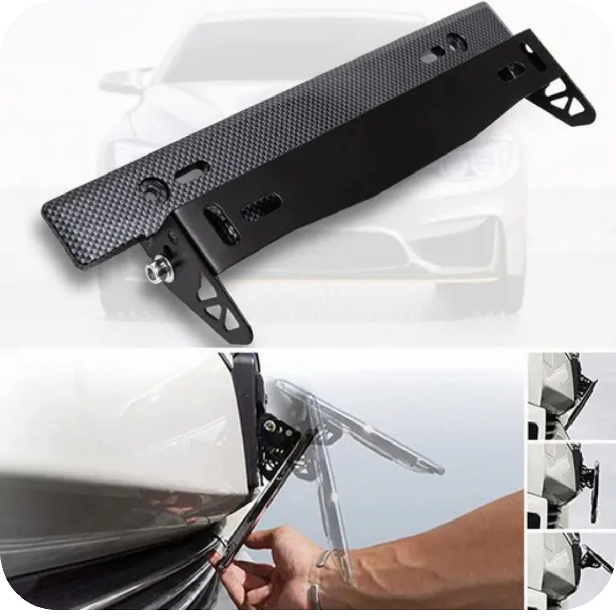 GENERICO - Portamatrícula Ajustable Tuning Auto Universal PLATA