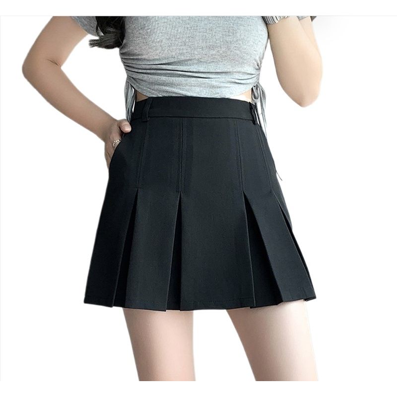 BLWOENS - Falda corta JK de cintura alta para mujeres - Negro