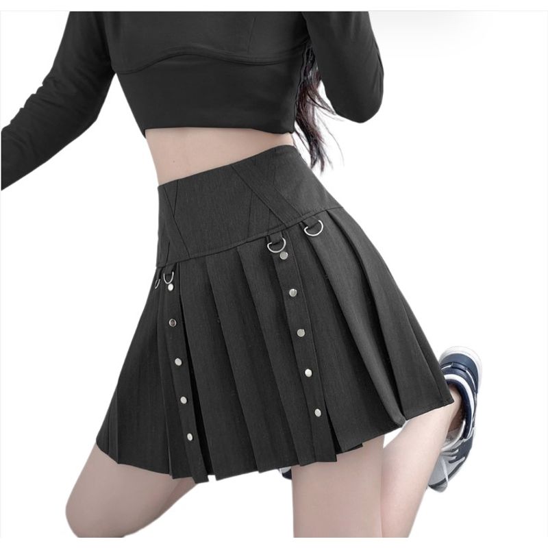 BLWOENS - Falda corta JK de cintura alta para mujeres - Negro