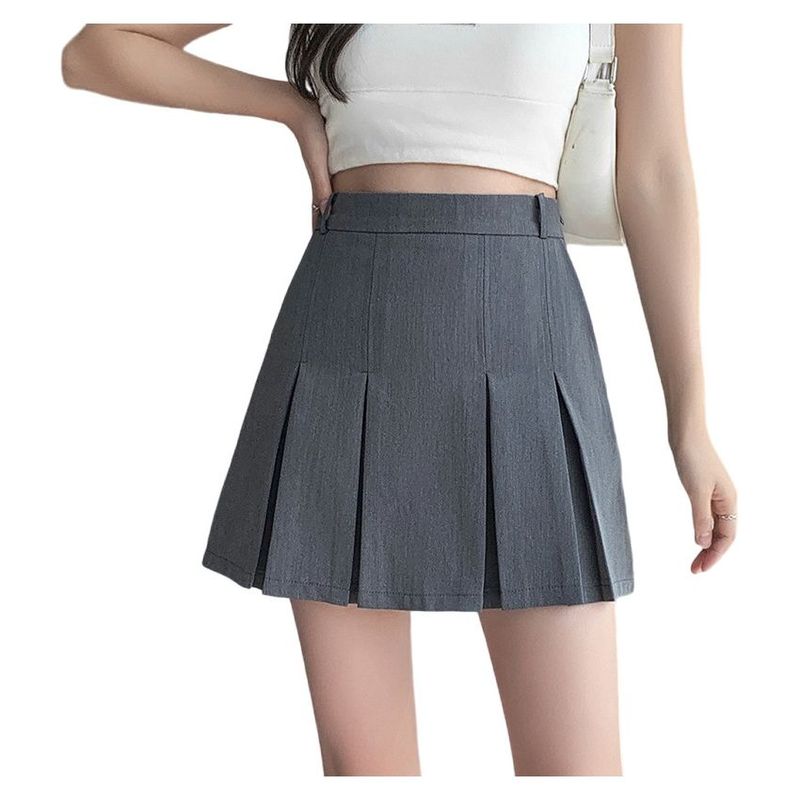 BLWOENS - Falda corta JK de cintura alta para mujeres - Gris