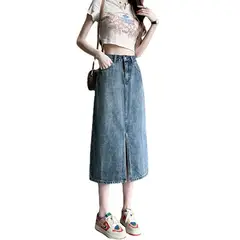 BLWOENS - Falda vaquero casual para mujeres