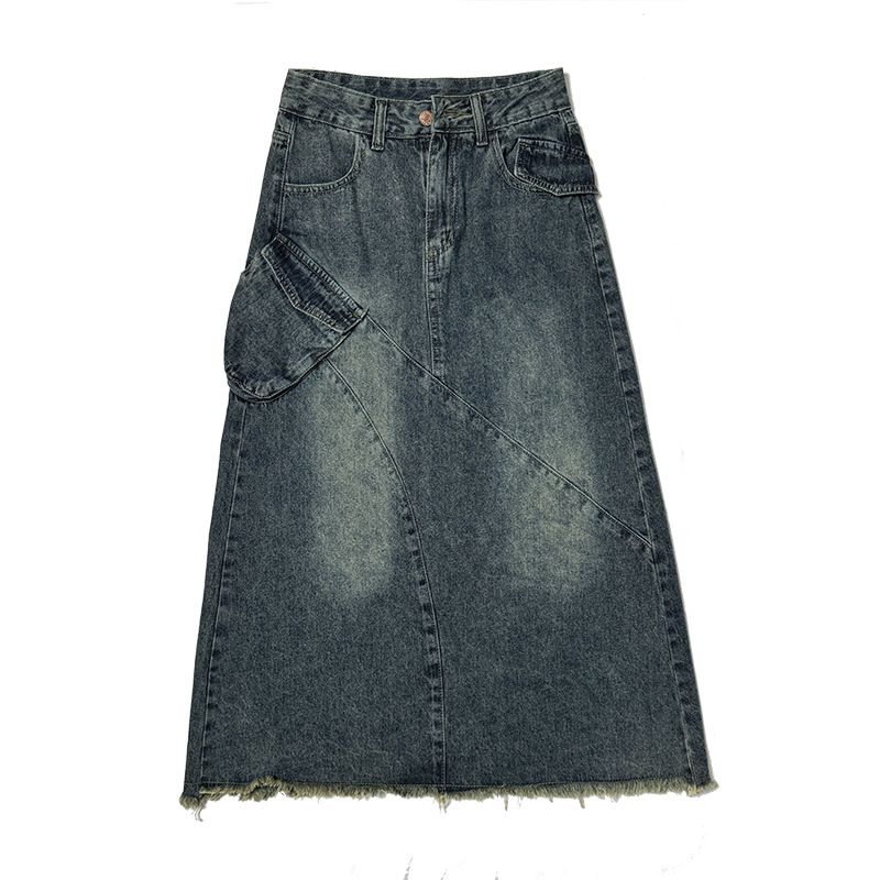BLWOENS - Falda vaquero de medio busto para mujeres en verano - Azul