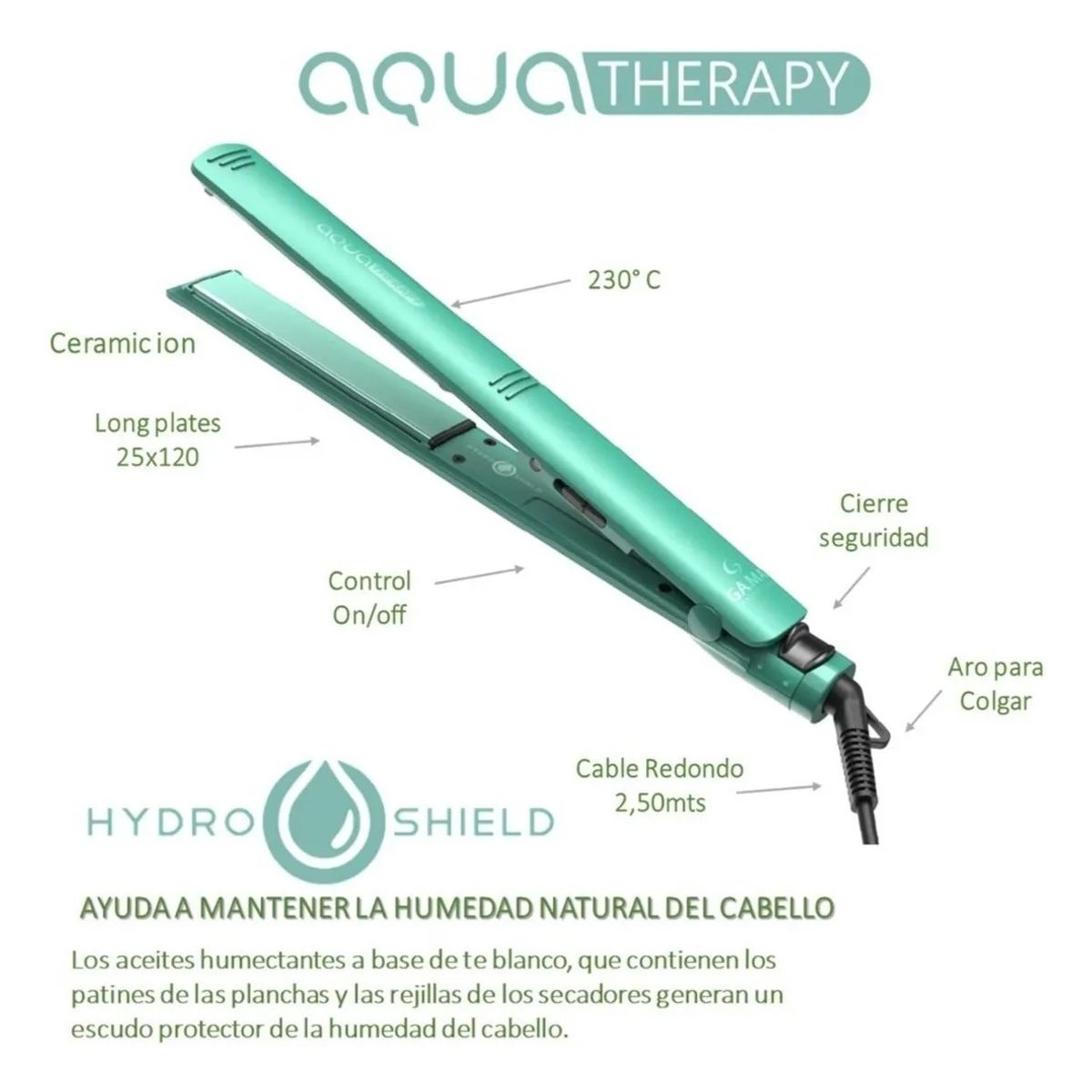 GAMA - Plancha De Cabello Gama Italy Elegance Aqua Therapy Verde 220v