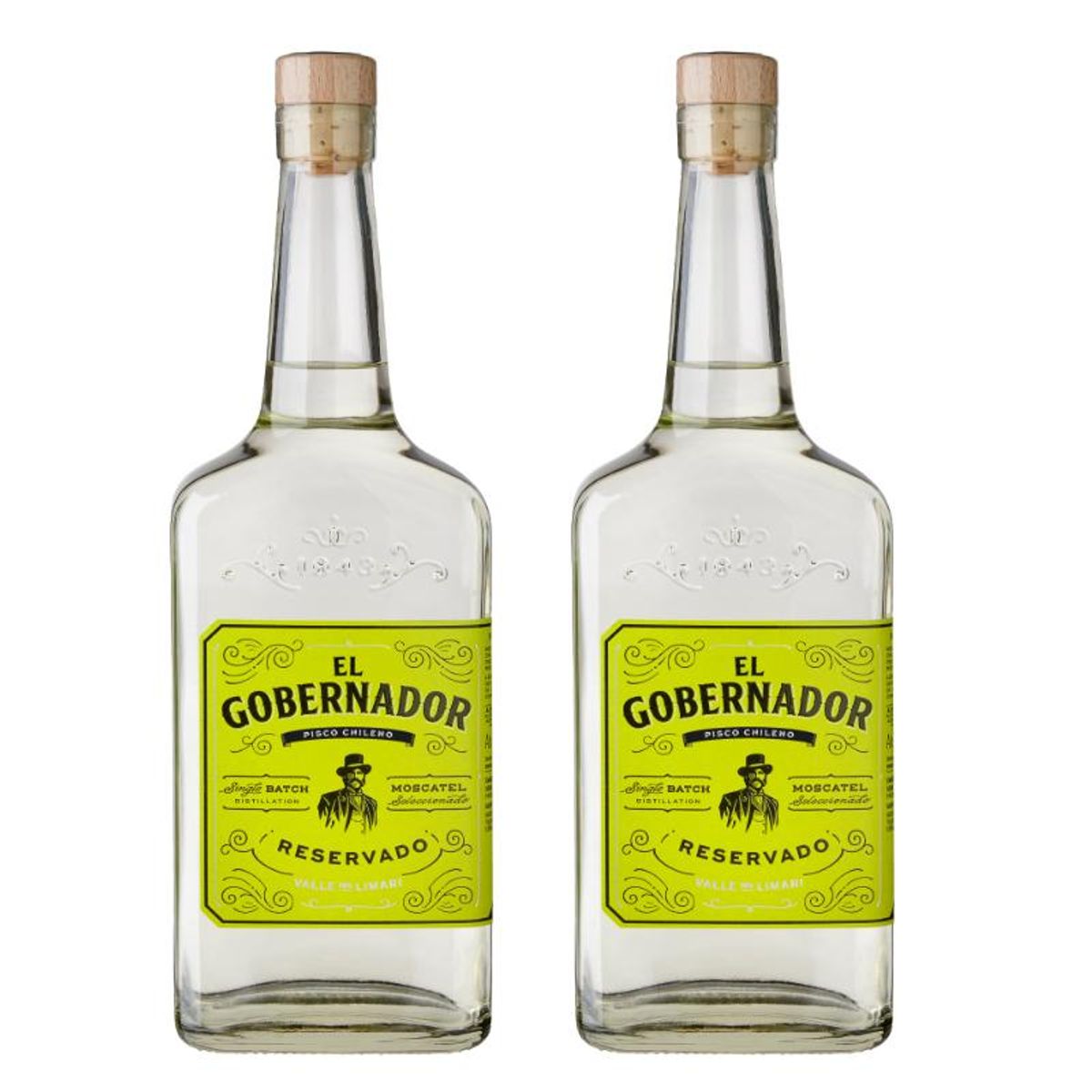 EL GOBERNADOR - 2 Pisco Gobernador Limarí 700ml - Turquesa
