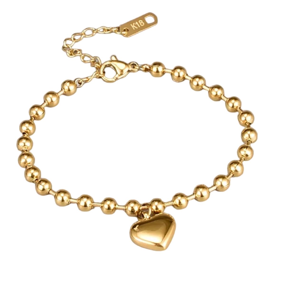 LUXURYJOYAS - Oferta Pulsera Mujer Ajustable CorazónBañoOro18kt