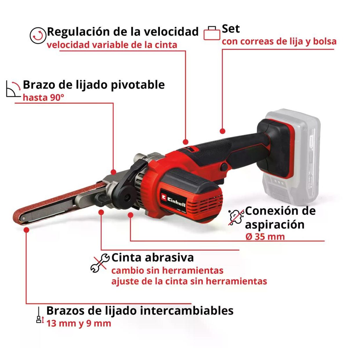EINHELL - MINI LIJADORA DE BANDA EINHELL TE-BF 18 Li - Solo 18V