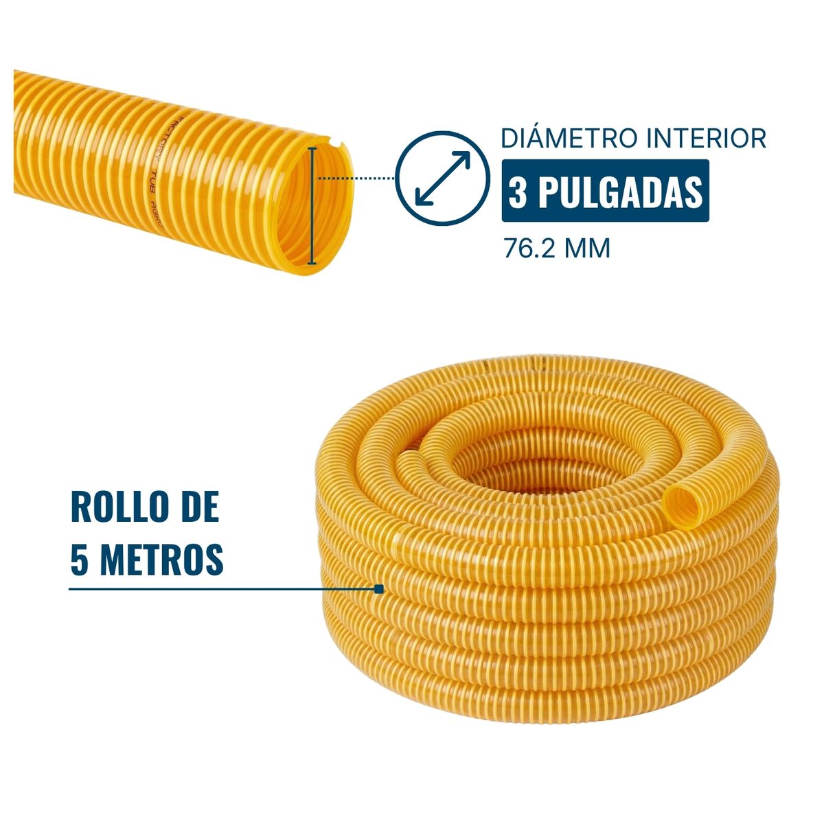 Manguera De Succion Motobomba 3 Pulgadas 5 Metros Dicas, marca DICAS - Foto Principal