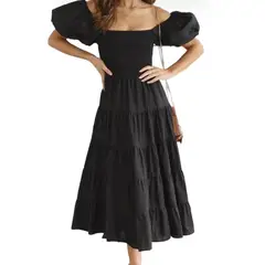BLWOENS - Vestido casual para Mujer-Negro