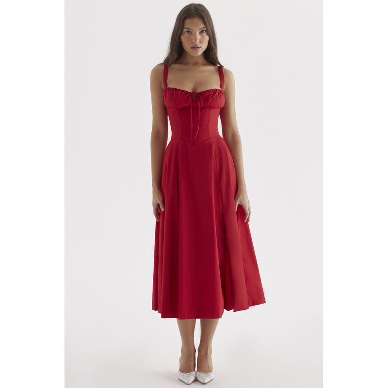 BLWOENS - Vestido casual para Mujer-Rojo
