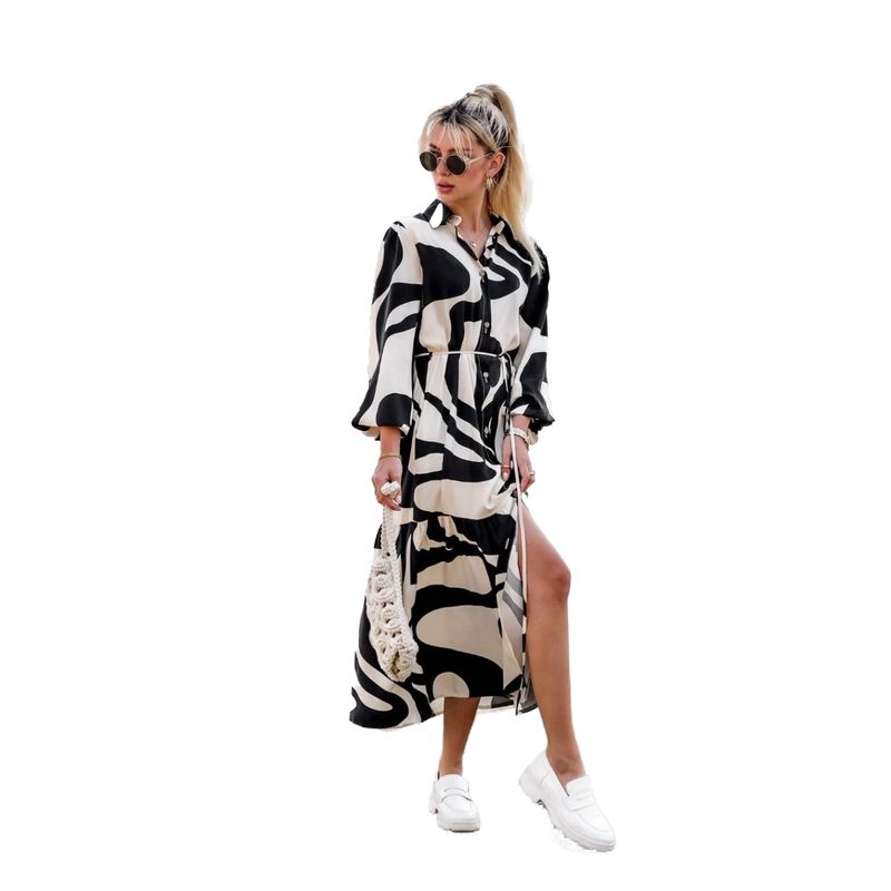 BLWOENS - Vestidos largo con botones para mujer - Negro