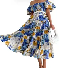 BLWOENS - Vestido casual para Mujer-Azul