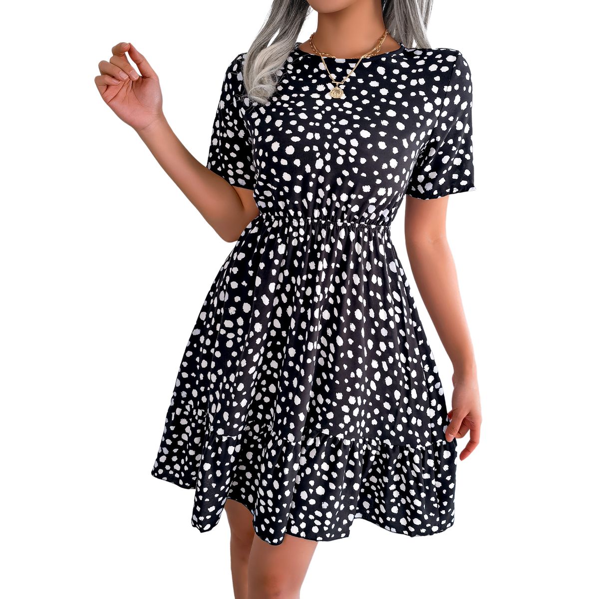 BLWOENS - Vestido casual de verano para mujeres - Negro