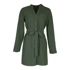 BLWOENS - Vestido de manga larga de primavera y otoño mujer - Verde