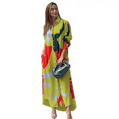 BLWOENS - Vestidos largo con botones para mujer - Amarillo