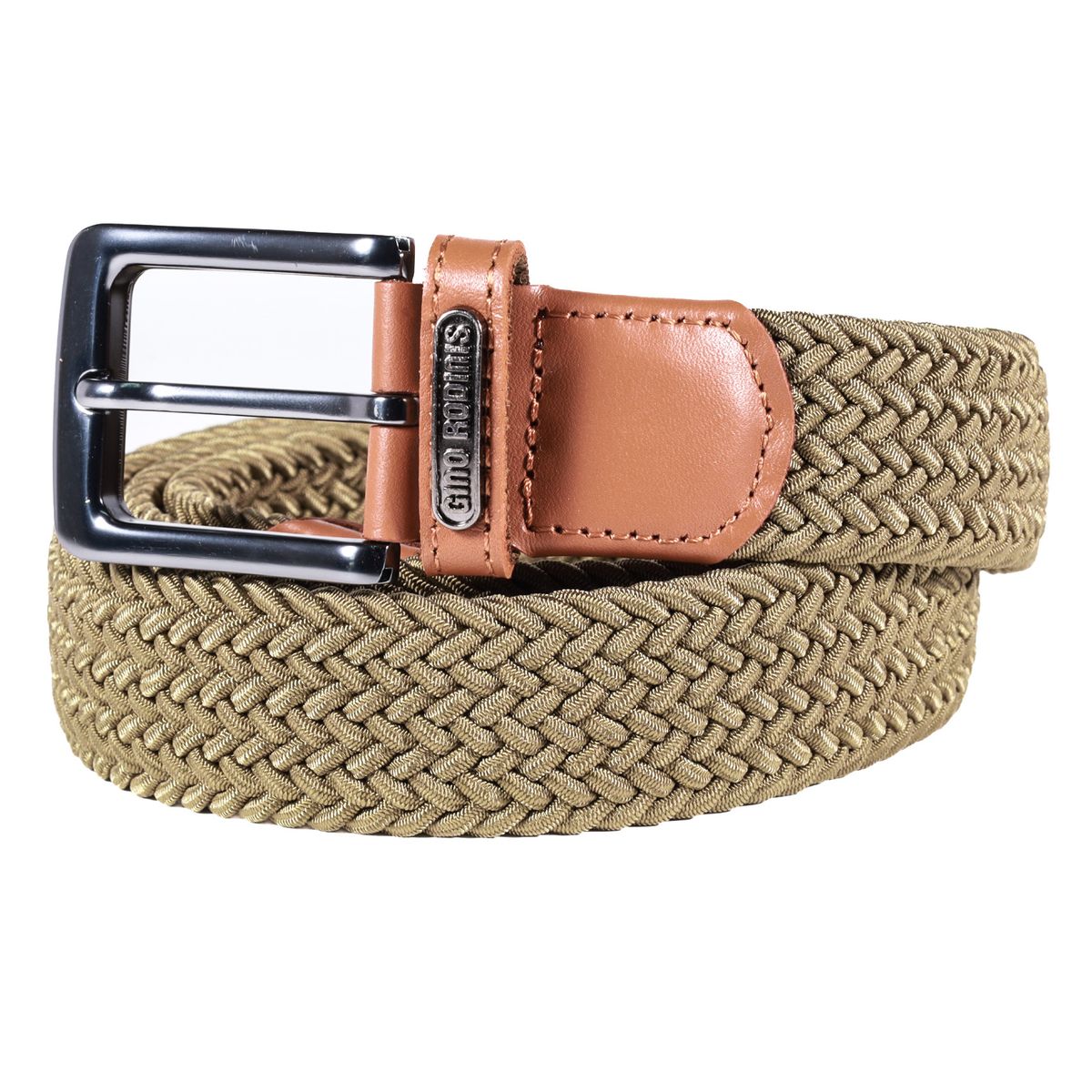 GINO RODINIS - CINTURÓN  ELASTICADO  HOMBRE GINO RODINIS   2512 TALLA L-XL OLIVO