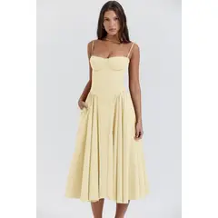 BLWOENS - Vestido casual para Mujer-Amarillo