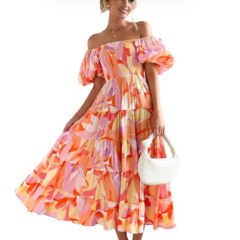 BLWOENS - Vestido casual para Mujer-Naranja