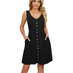BLWOENS - Vestido casual de verano para mujeres - Negro