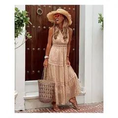 BLWOENS - Vestido casual largo para fiestas-Mujer
