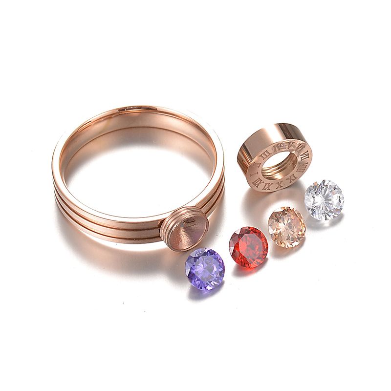 LUXURYJOYAS - Anillo Cambio De Circones 4 Colores BañoOro nros Romanos