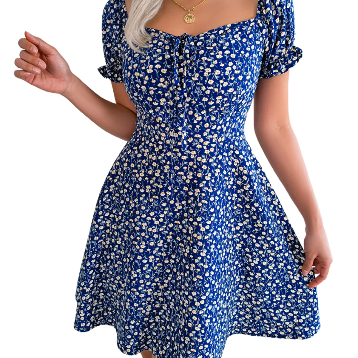 BLWOENS - Vestido casual de verano para mujeres - Azul