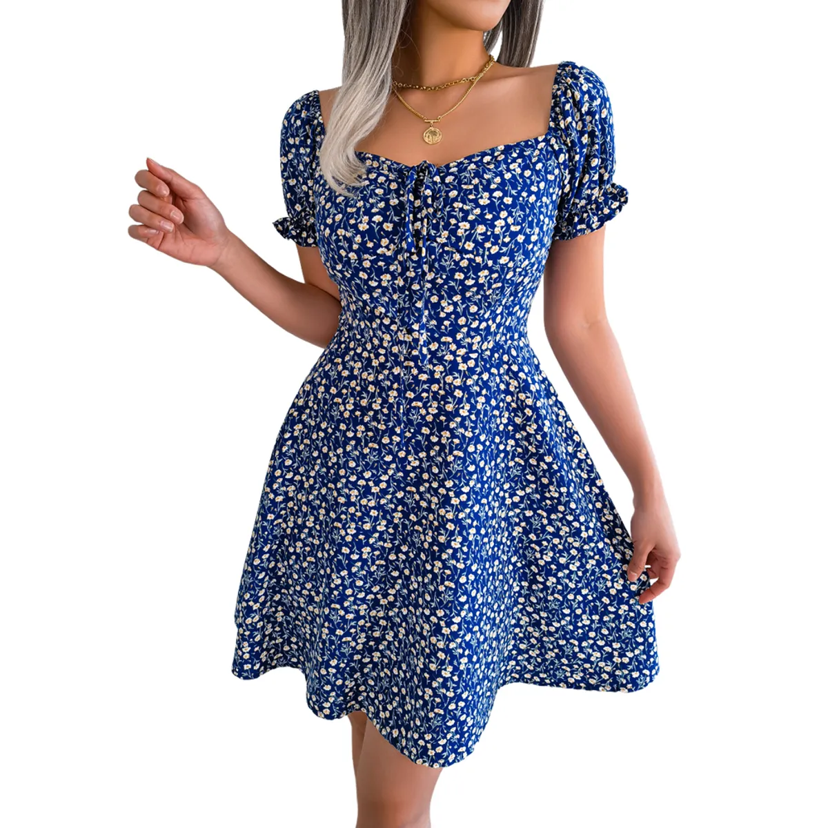 BLWOENS - Vestido casual de verano para mujeres - Azul