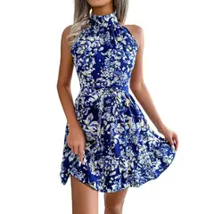 BLWOENS - Vestido casual de verano para mujeres - Azul
