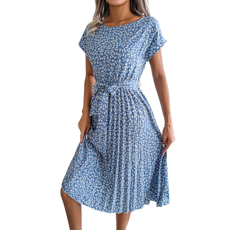 BLWOENS - Vestido casual de verano para mujeres - Azul