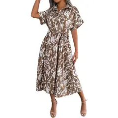 BLWOENS - Vestido casual de verano para mujeres - Marrón