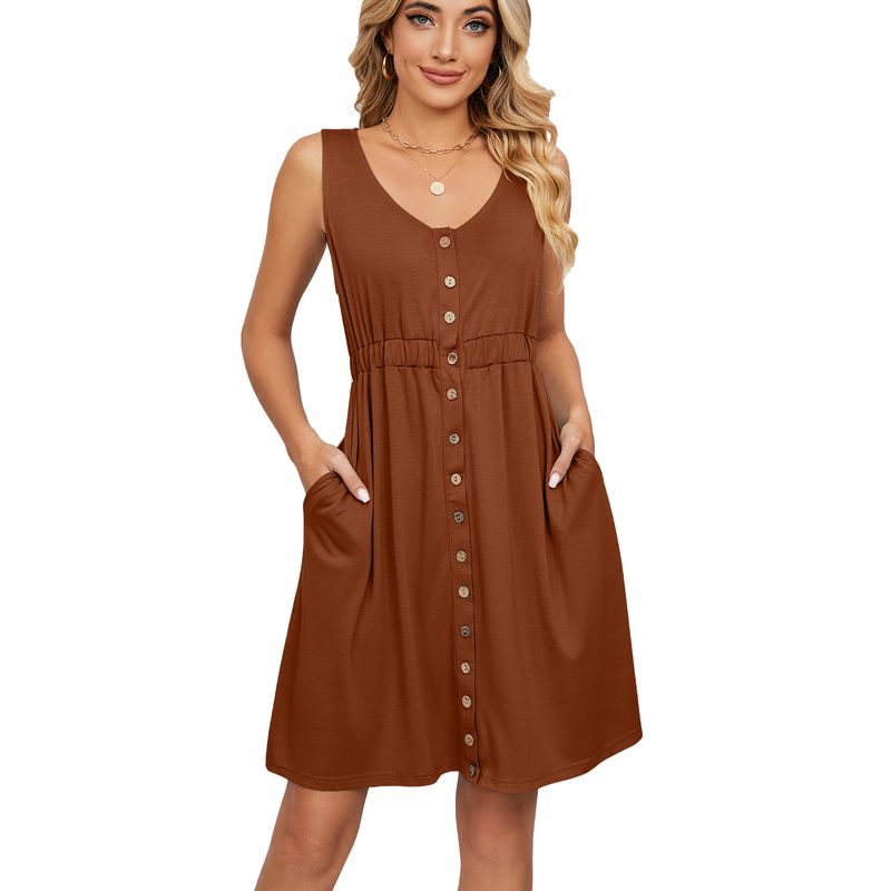 BLWOENS - Vestido casual de verano para mujeres - Marrón