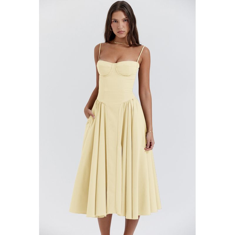 BLWOENS - Vestido casual para Mujer-Amarillo