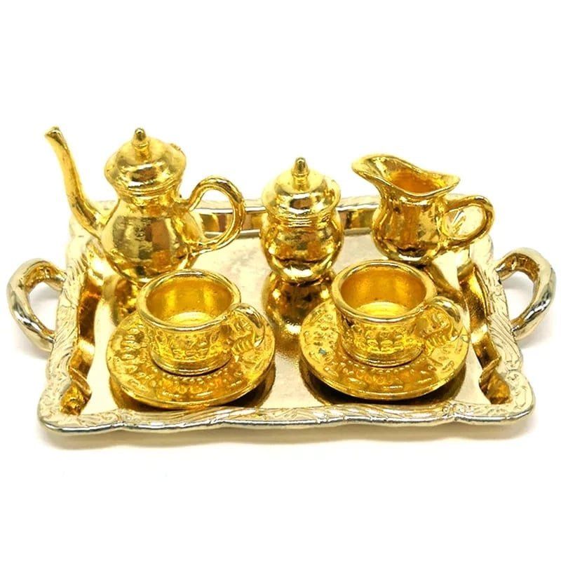 GENERICO - Set coleccion de miniaturas de té de metal. Tamaño 1 a 5 cm