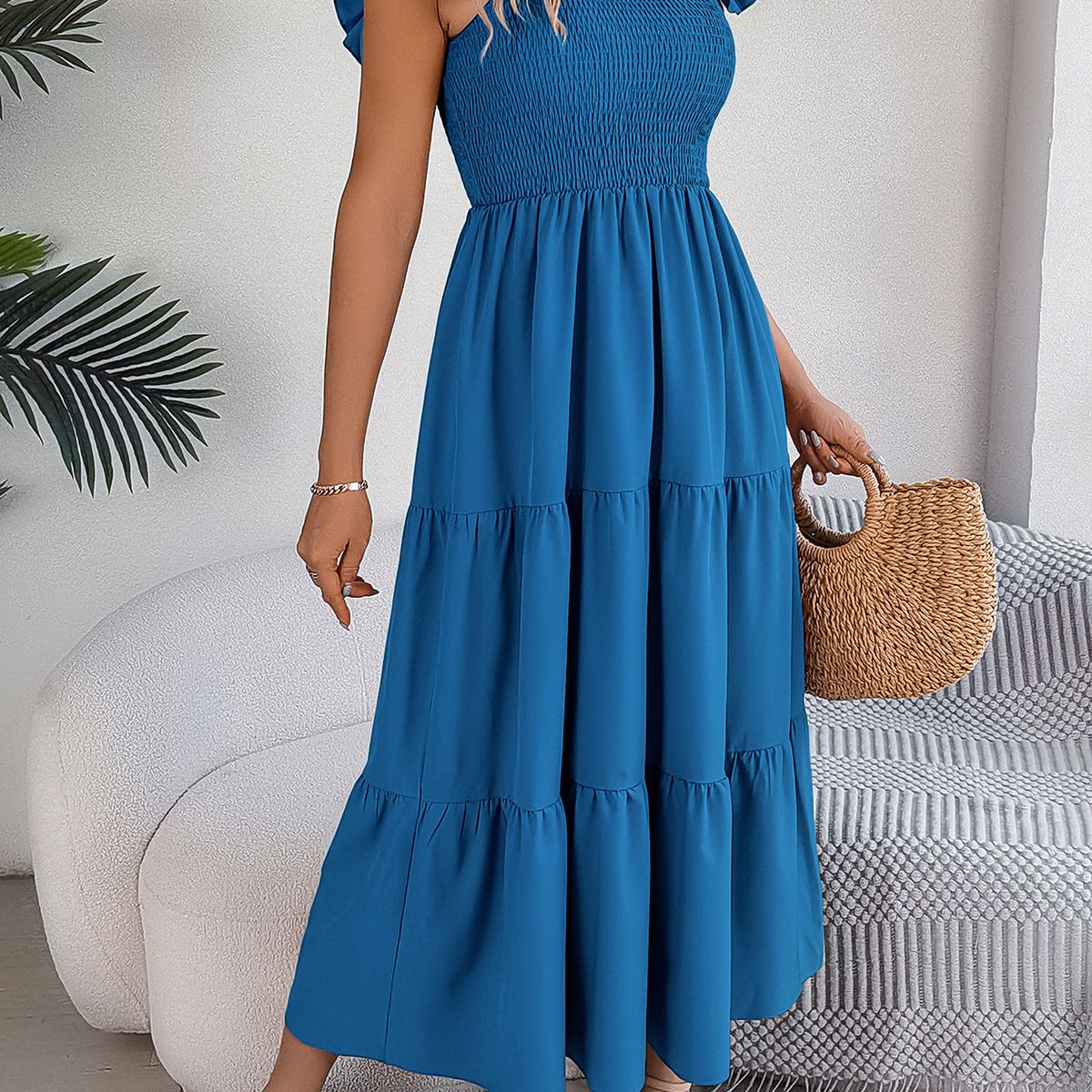 BLWOENS - Vestido casual de verano para mujeres - Azul