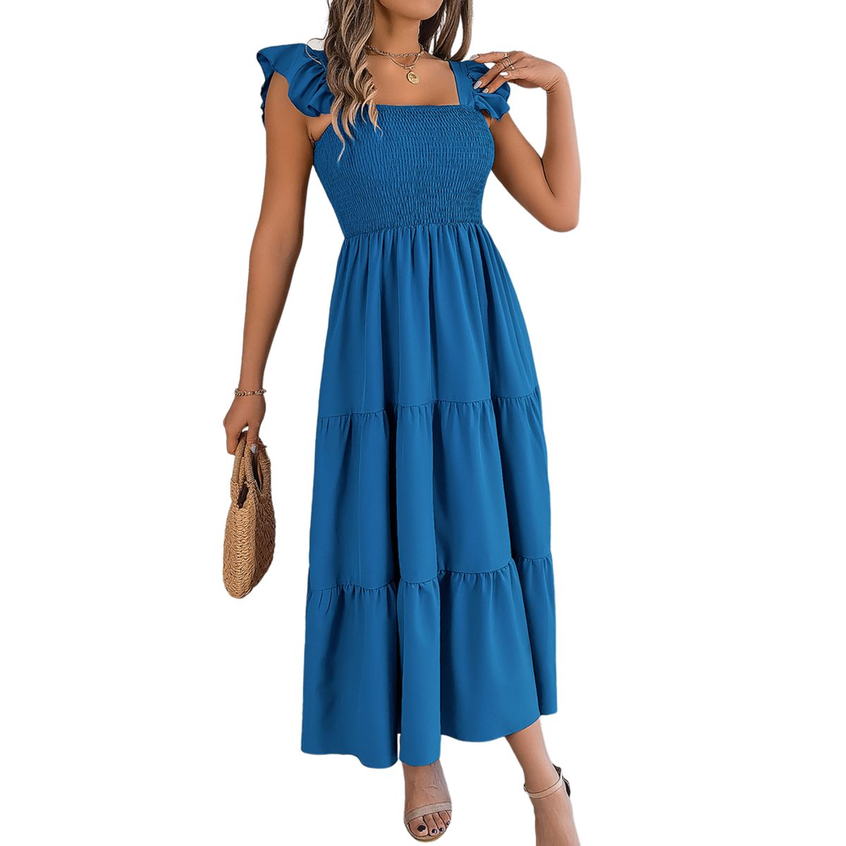 BLWOENS - Vestido casual de verano para mujeres - Azul