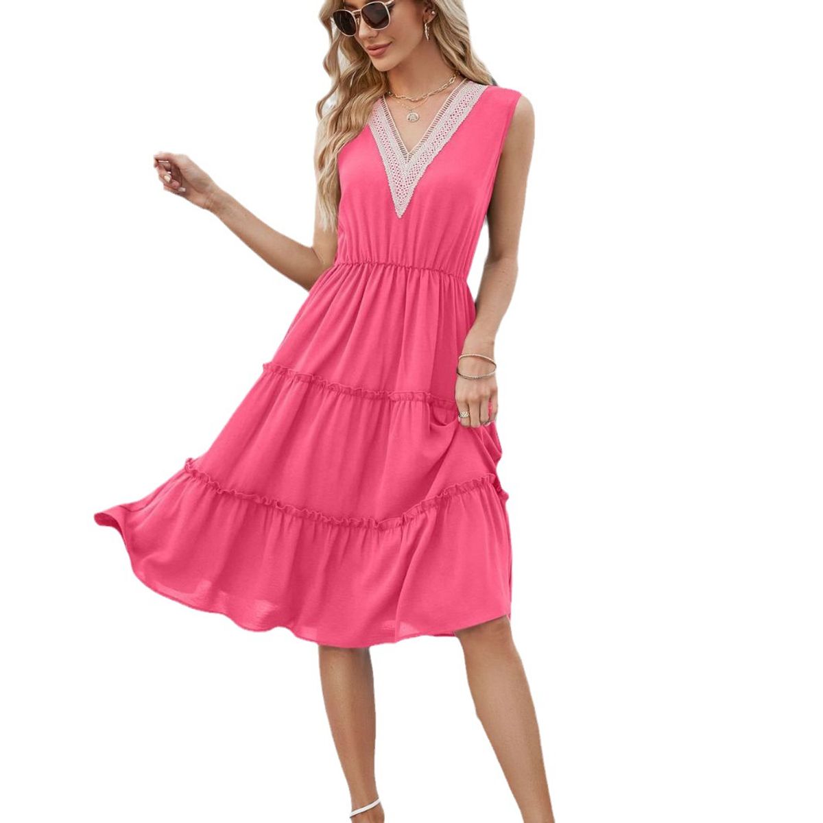 BLWOENS - Vestido casual de verano para mujeres - Rosa