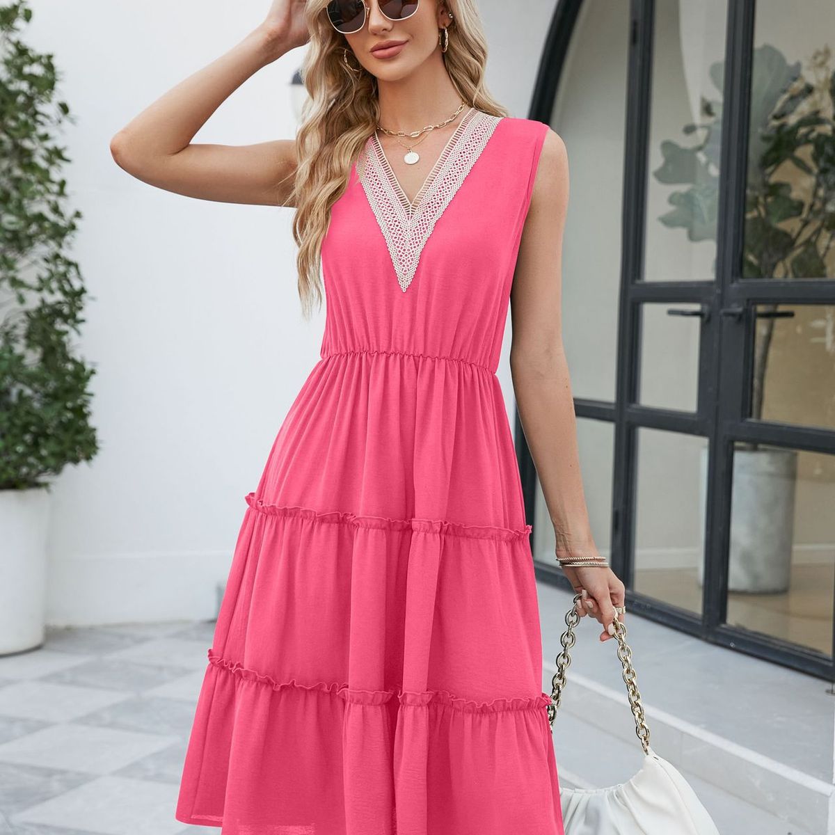 BLWOENS - Vestido casual de verano para mujeres - Rosa