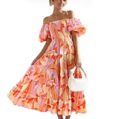 BLWOENS - Vestido casual para Mujer-Naranja