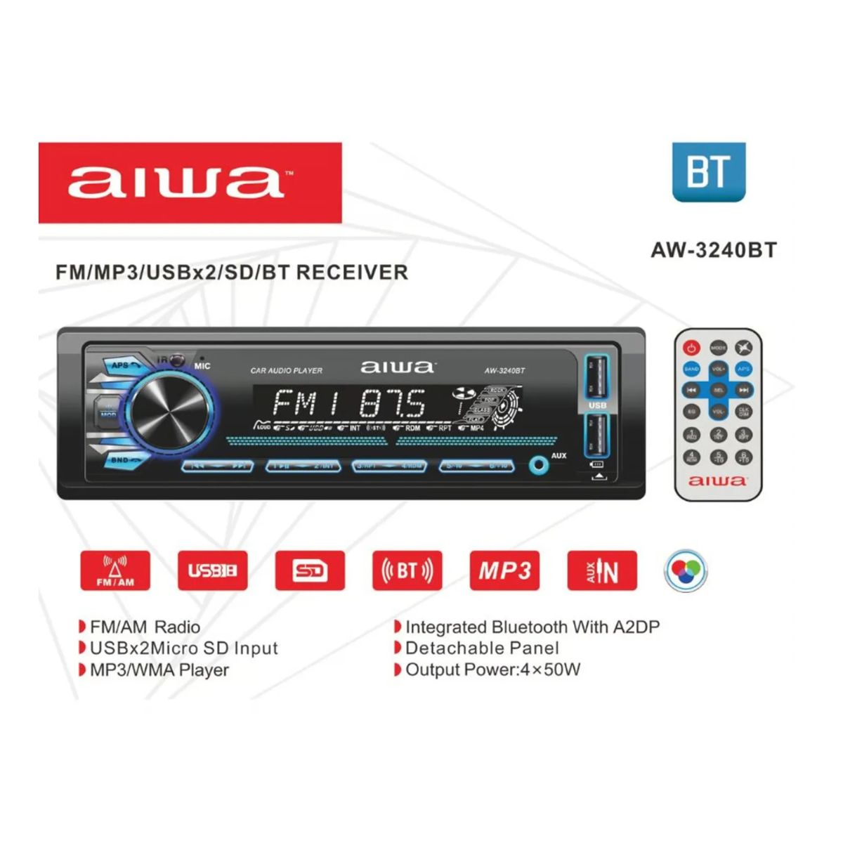 AIWA - RADIO DE AUTO AIWA AW-3240BT USB