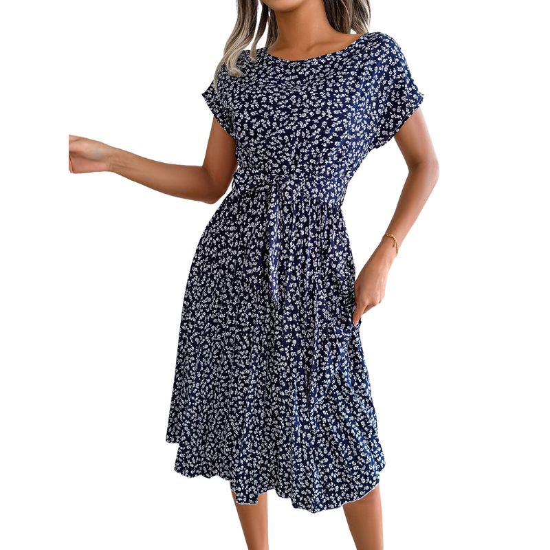 BLWOENS - Vestido casual de verano para mujeres - Azul