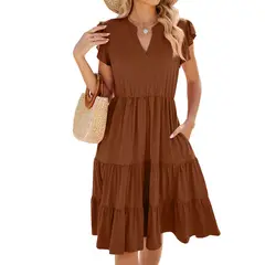 BLWOENS - Vestido casual de verano para mujeres - Marrón