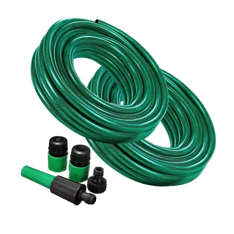 GENERICO - X2 Manguera Jardin Reforzada 1/2 Pulgada 20 Metros + Acoples