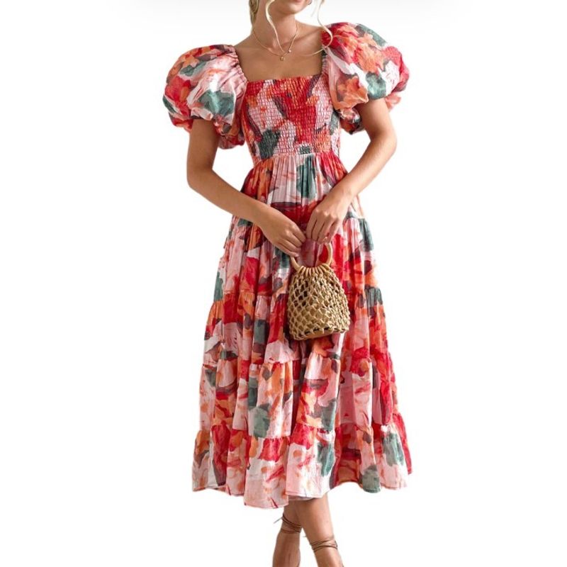 BLWOENS - Vestido casual para Mujer-Rojo