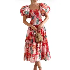 BLWOENS - Vestido casual para Mujer-Rojo