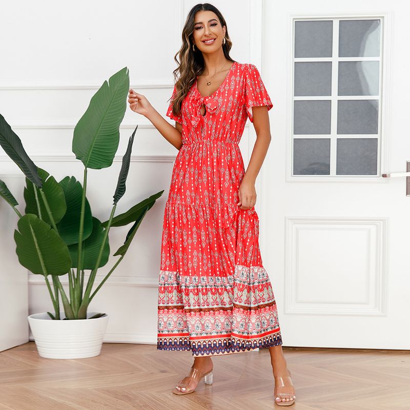 BLWOENS - Vestido casual para Mujer-Rojo