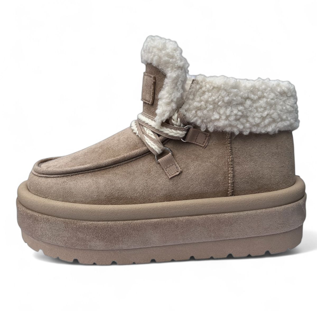 BOTELI - Bota para Mujer Beige Gamuza Chiporro Invierno